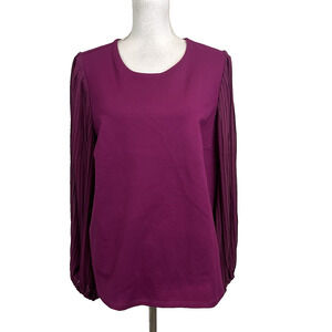 Nine West Top Tunic size Extra Large Mulberry Ponte Knit Stretch Puffy Sleeves